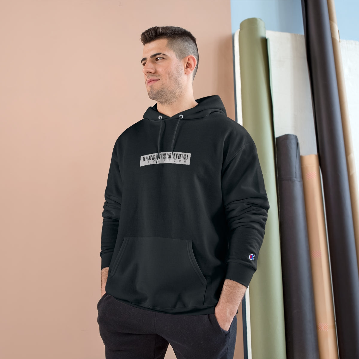 Champion Hoodie White Exception Barcode Dark Green 3XL
